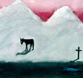 Æsel og kors, 2003, (olie på papir)